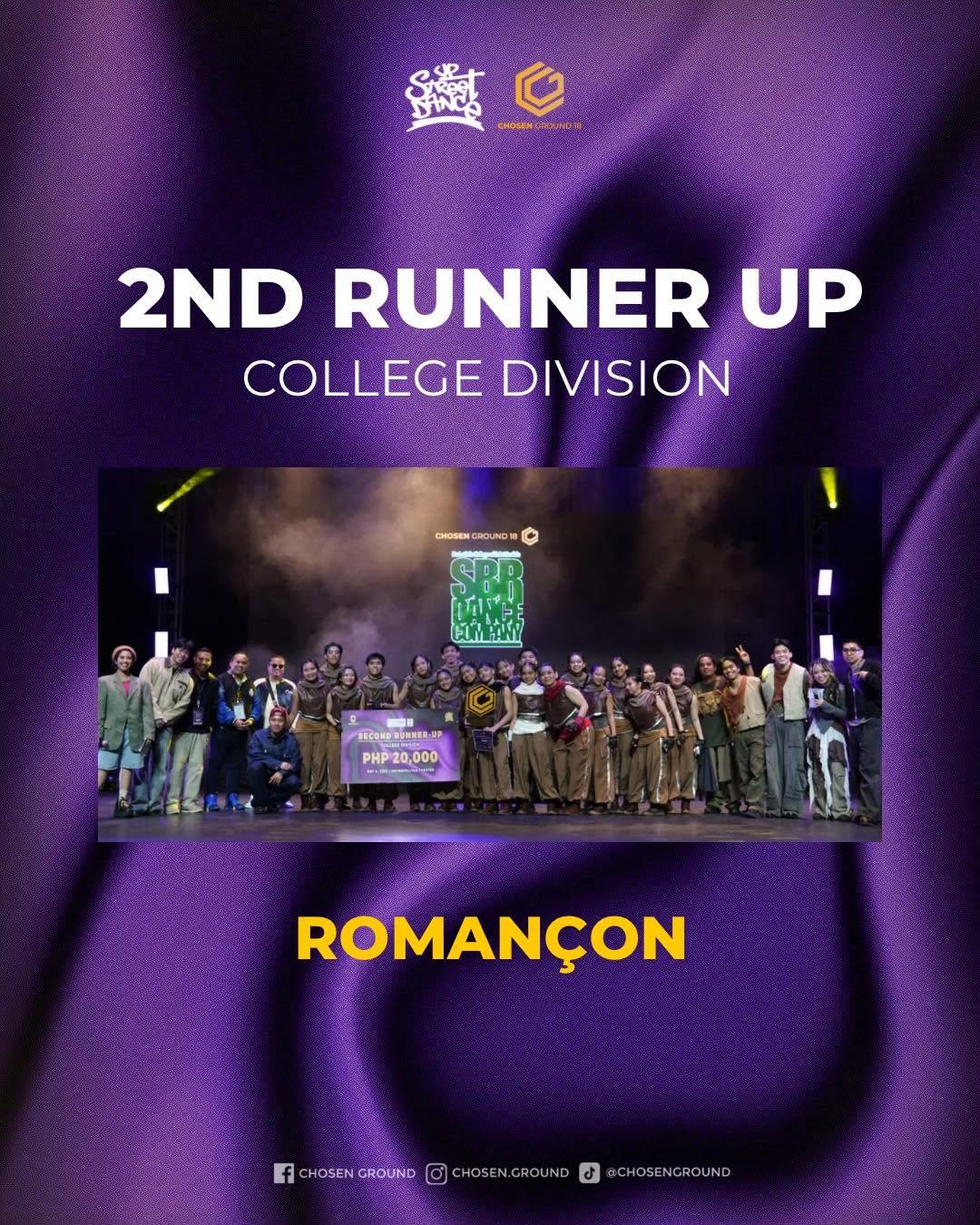 Romançon — 2nd Runner-Up, Chosen Ground 18 College Division