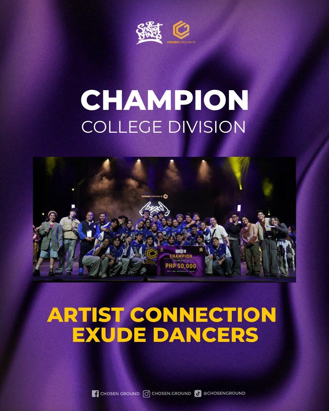 Artist Connection Exude Dancers — Champion, Chosen Ground 18 College Division
