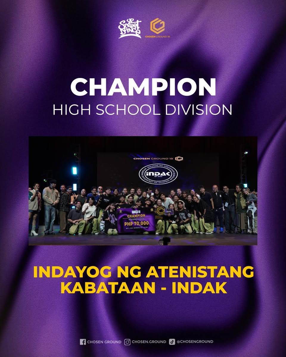 Indayog ng Atenistang Kabataan - INDAK — Champion, Chosen Ground 18 High School Division