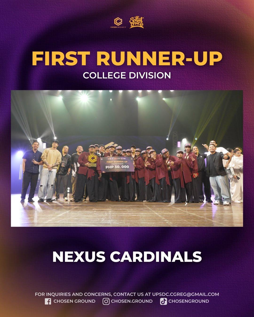 Nexus Cardinals — 1st Runner-Up, Chosen Ground 19 College Division
