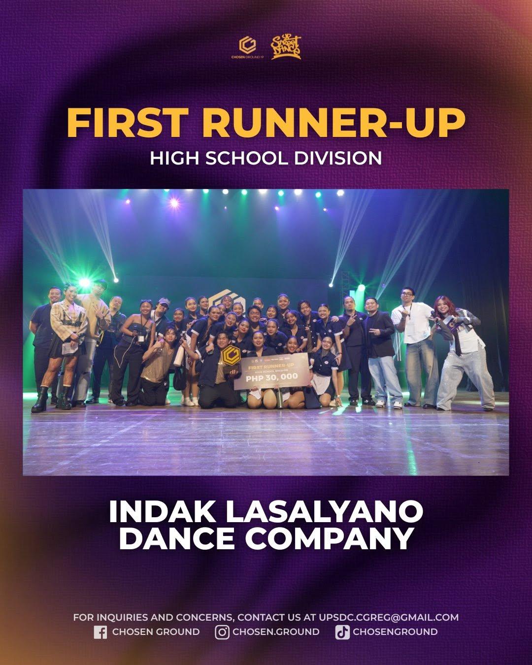 Indak Lasalyano Dance Company — 1st Runner-Up, Chosen Ground 19 High School Division