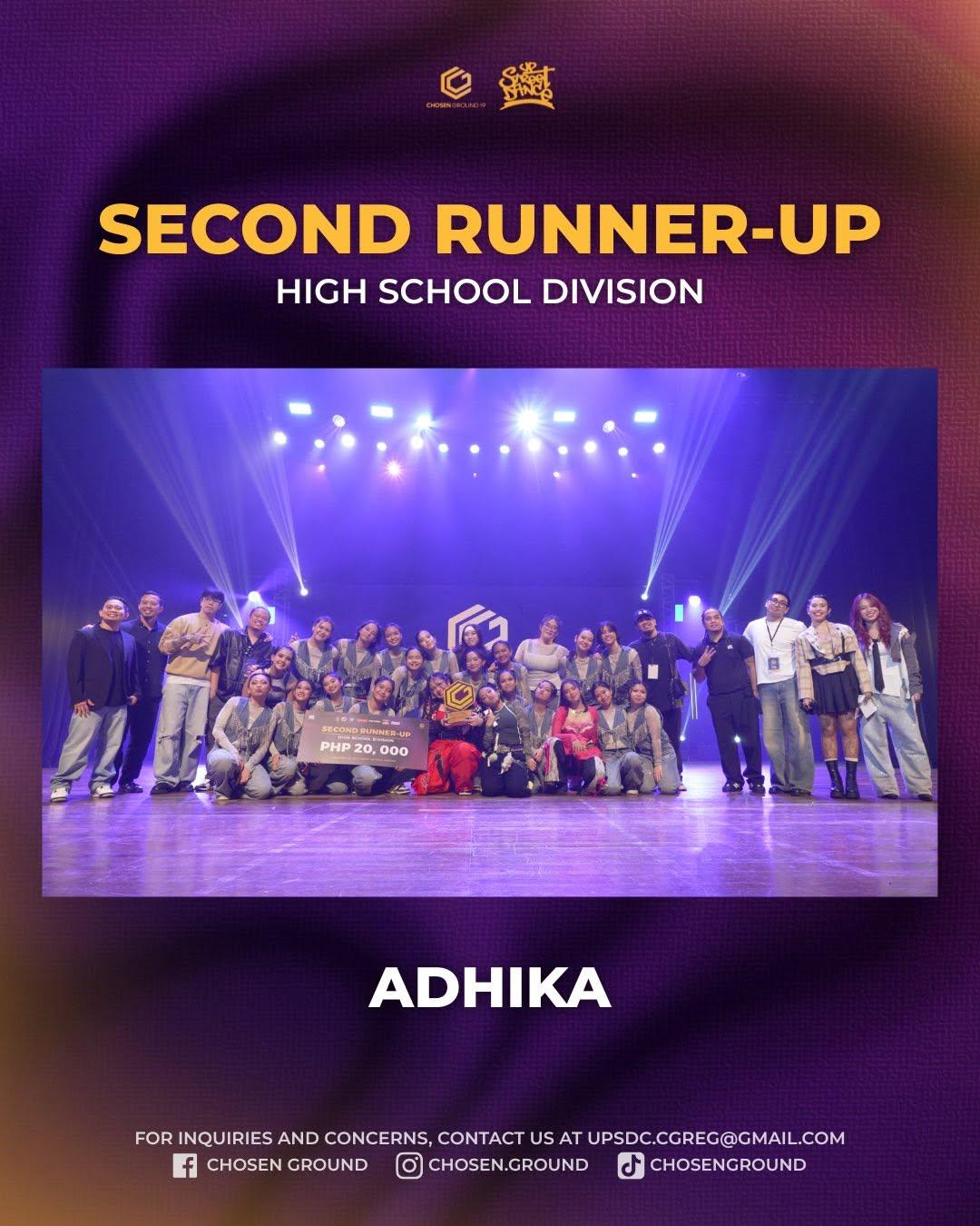 Adhika — 2nd Runner-Up, Chosen Ground 19 High School Division